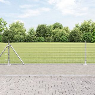 Keevitatud Traadi Aed koos 13 Flange Postiga 0.6x50 m Tsinkterasest