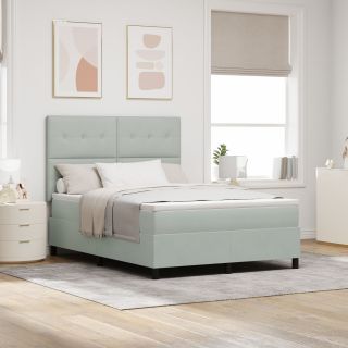 Box Spring Voodi Madratsiga Heledashall 140x190 cm Veluur