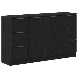 Kõrvalkapid 2 tk Must Tamme 60x30x70 cm Töödeldud Puit