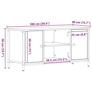 TV Kapp Must Tamme 100x40x50 cm Töödeldud Puit ja Teras