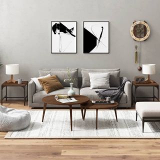 дополнительные столы 2 шт., коричневый дуб, 40 x 40 x 35 см, искусственное дерево