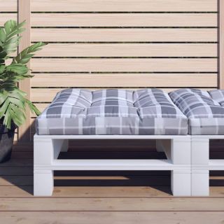 Подушка для сиденья из европоддона, серая, клетчатая, 70x70x12 см, ткань