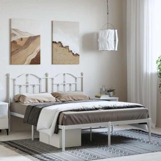 металлический каркас кровати с изголовьем, белый, 150x200 см