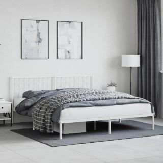 металлический каркас кровати с изголовьем, белый, 183x213 см