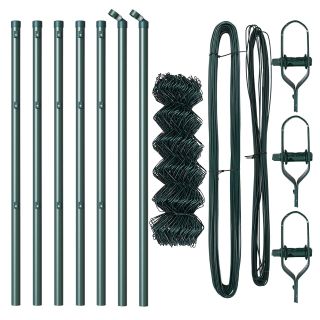 Ahel-linki aed 7 posti 0.4x10 m Galvaniseeritud teras Roheline