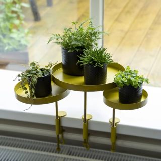 Подставка для растений Esschert Design с зажимом, круглая, золотая L