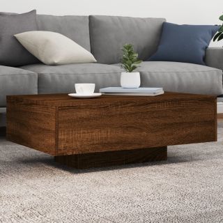 kohvilaud LED-tuledega, pruun tamm, 85 x 55 x 31 cm