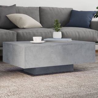 Журнальный столик со светодиодной подсветкой, бетонно-серый, 85 x 55 x 31 см