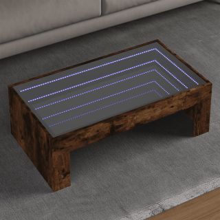 kohvilaud LED-tuledega, suitsutatud tamm, 90x50x30 cm