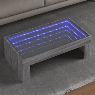 kohvilaud LED-tuledega, hall Sonoma tamm, 90x50x30 cm