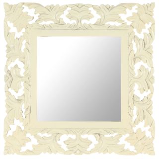 , зеркало ручной работы, белое, 50 x 50 см, манговое дерево