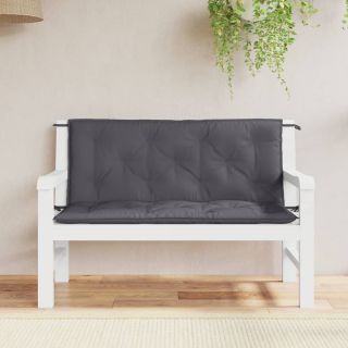 Подушки для сидения садовой скамейки 2 шт., антрацит, 120x50x7 см, ткань оксфорд
