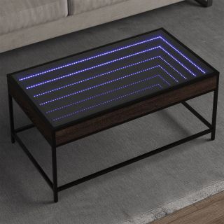 kohvilaud LED-tuledega, pruun tamm, 90x50x41 cm