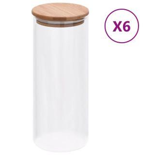 klaasist säilituspurgid, bambusest kaanega, 6 tk, 1000 ml