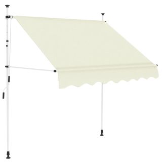 käsitsi sissetõmmatav varikatus, 200 cm, kreemjasvalge