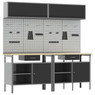 8-osaline Töölaudade Komplekt Must Teras