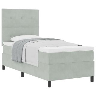 Box Spring Voodi Madratsiga Heledat Hall 100x200 cm Samet