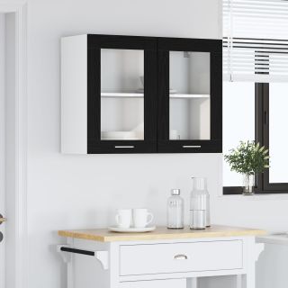 Must Raudmassist Klaasi Kapp 80x31x60 cm Valmistatud MDF-ist
