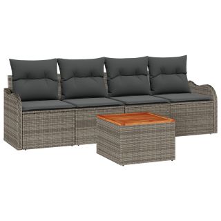 5-osaline Aiakomplekt Padjaga Hall Polü Rattan Acacia,2-kohaline Aiakomplekt Padjaga Hall Polü Rattan
