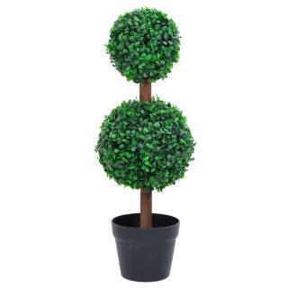 kunsttaim pukspuu pallikujuline lillepotiga, roheline, 60 cm