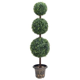 kunsttaim pukspuu pallikujuline lillepotiga, roheline, 118 cm