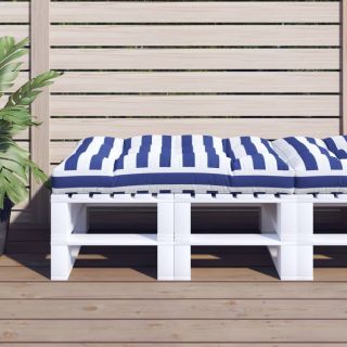 Подушка для сиденья из европоддона, в сине-белую полоску, 120 x 80 x 12 см