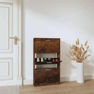 Тумба для обуви, копченый дуб, 59 x 17 x 108 см, искусственное дерево
