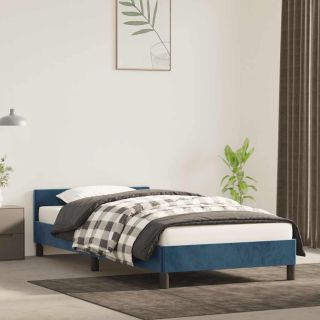 Voodiraam ilma Madratsita Tumesinine 90x190 cm samet