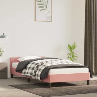 voodiraam peatsiga ilma madratsita, Roosa, 80x200 cm, samet