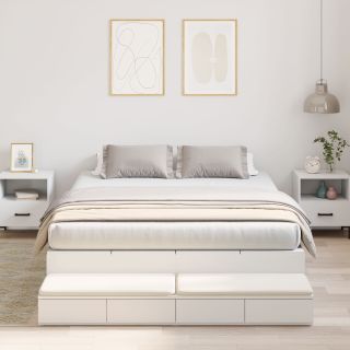 Hoiustatav voodi raami Valge 140x190 cm