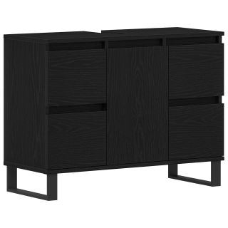 Vannitoa Kraani Kapp Must Tamme 80x33x60 cm Töödeldud Puit