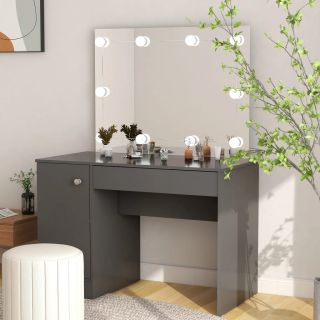 meigilaud LED-tuledega, 110x55x145 cm, MDF, hall