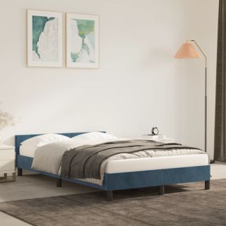 voodiraam ilma madratsiga Tumesinine 120x190 cm samet