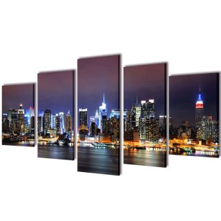 Värviline New Yorgi siluetiga lõuend seinale 200 x 100 cm