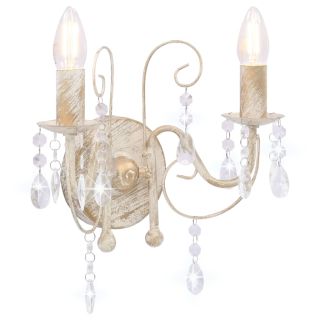 lamp helmestega, antiikvalge, 2 x E14 pirni