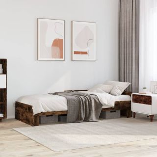 peatsiga voodiraam, ilma madratsita, suitsutatud tamm 90x190 cm