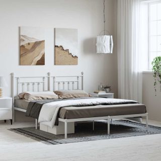metallist voodiraam peatsiga, valge, 183x213 cm
