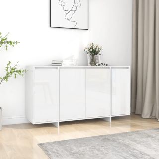Буфет, глянцевый белый, 135x41x75 см, искусственное дерево