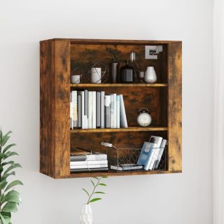 настенный шкаф, копченый дуб, 80x33x80 см, искусственное дерево