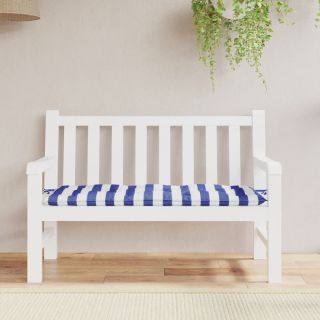 Подушка для сиденья садовой скамейки, сине-белая полоска, 120 x 50 x 7 см