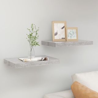 Полки настенные, 2 шт., бетонно-серый, МДФ 50 x 23 x 3,8 см
