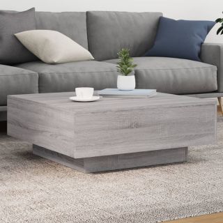 kohvilaud LED-tuledega, hall Sonoma tamm, 80 x 80 x 31 cm