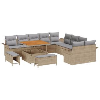 13-osaline aiadiivanikomplekt padjadega Beež Polü Rotang Acacia,2-kohaline aiadiivan padjadega Beež Polü Rotang,3-osaline aiapeolaua komplekt padjadega Beež Polü Rotang Acacia