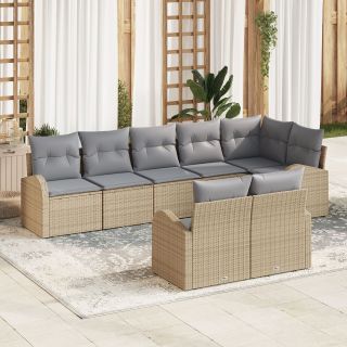 8-osaline Ai Sofa Komplekt Padjadega Beež Polü Rattan