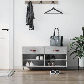 Скамейка для обуви, бетонно-серая, 102 x 35 x 55 см, искусственное дерево