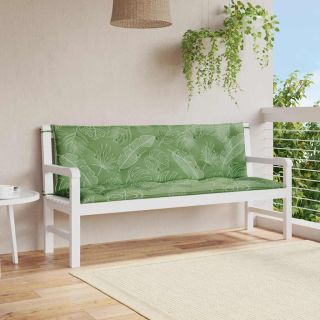 Подушки для сидения садовой скамейки 2 шт., узор из листьев, 150 x 50 x 7 см, ткань