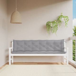 Подушки для сидения садовой скамейки 2 шт., серые, 200x50x7 см, ткань оксфорд