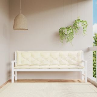 Подушки для сидения садовой скамейки 2 шт., кремово-белые, 200x50x7 см, ткань оксфорд
