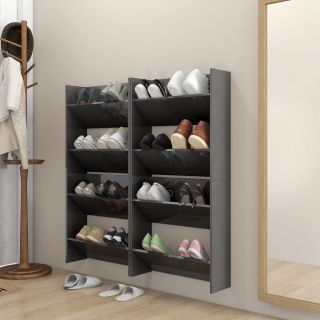 настенный шкаф для обуви 4 шт. глянцевый белый 60x18x60 искусственное дерево