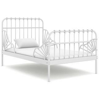 pikendatav voodiraam, valge, metall, 80 x 130/200 cm